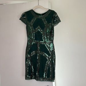Dark green lulus short beaded dress, medium